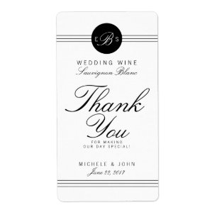 Elegant Chic Monogram Weddenschap Wijn Eigen label
