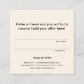 Elégant Chic Nail Salon Manicurist Carte de référe (Dos)