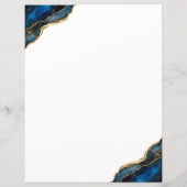 Elégant Chic Navy Blue Gold Agate Papier à lettres (Dos)