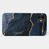 Elegant Chic Navy Blue Gold Marble Agate Custom Case-Mate iPhone Case (Achterkant (horizontaal))