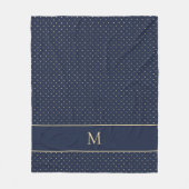 Elegant Chic Navy Blue Gold Polka Dot Monogram Fleece Deken (Voorkant)