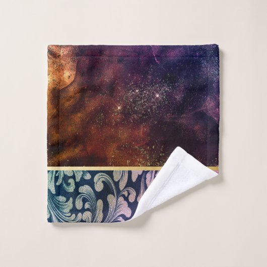 Elegant Chic Old Gold Swirls Lines Galaxy Bad Handdoek (Wasdoekje)