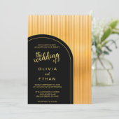 Élégant chic or noir Faire-part de mariage fantais (Debout devant)