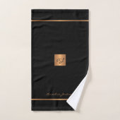 Élégant chic or noir moderne rayures monogrammées (Serviette à main)