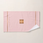 Élégant chic or rose moderne rayures monograminées (Serviette à main)