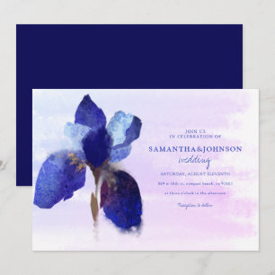 Elegant chic Paars Iris Ombre Waterverf Wedding Kaart