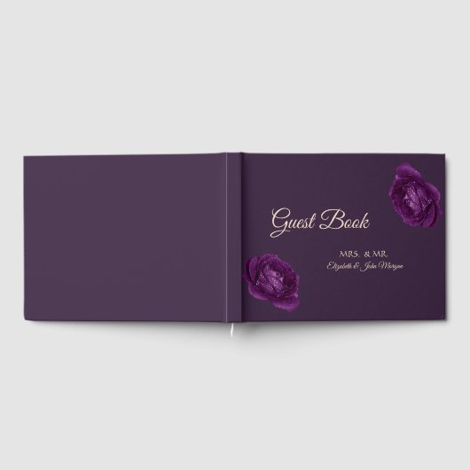 Elegant Chic Paarse Rozen Wedding Gastenboek (Volledig)