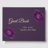 Elegant Chic Paarse Rozen Wedding Gastenboek (Voorkant)