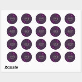 Elegant Chic Paarse Rozen Wedding Ronde Sticker (Vel)