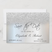 Élégant Chic Pailleté Argent Bokeh Save The Date (Devant)