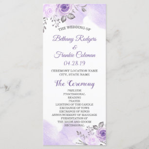 Elegant Chic Pastel Purple Flowers Wedding Program Programma