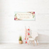 Elegant Chic Pastel Waterverf Floral Business Spandoek (Insitu)