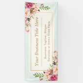 Elegant Chic Pastel Waterverf Floral Business Spandoek (Verticaal)