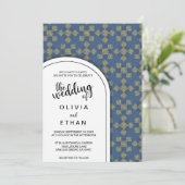 Elegant chic Patroon Rustic Wedding Uitnodiging (Staand voorkant)
