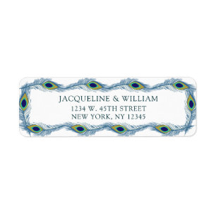 Elegant Chic Peacock Waterverf Return Address Etiket
