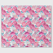 Elegant Chic Pink Floral Pattern Gift Cadeaupapier (Vlak)