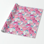 Elegant Chic Pink Floral Pattern Gift Cadeaupapier (Uitgerold)