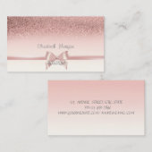 Elegant Chic Pink Ribbon Bow, Glitter Bokeh Visitekaartje (Voorkant / Achterkant)