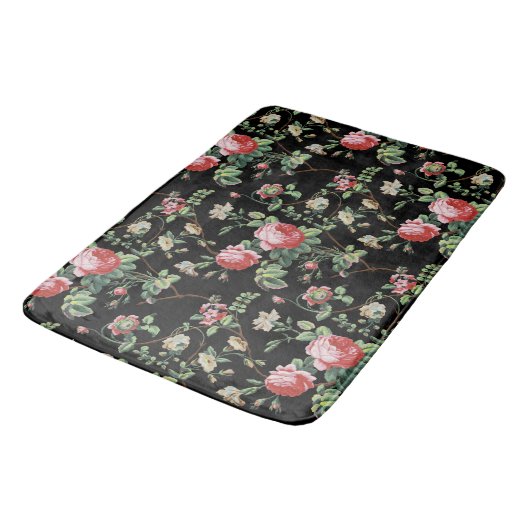 Elegant Chic Pink Rose Floral Bath Mat (Gekanteld)