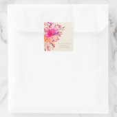 Elegant Chic Pink Waterverf Floral Shower Cream Vierkante Sticker (Tas)