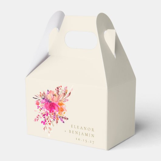 Elegant Chic Pink Waterverf Floral Wedding Custom Bedankdoosjes (Voorkant Zijde)
