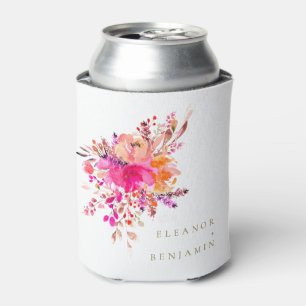 Elegant Chic Pink Waterverf Floral Wedding Custom Blikjeskoeler