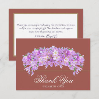 Elegant Chic Purple Crocus Bridal Shower Thank You Bedankkaart