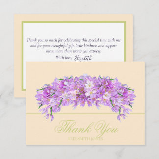 Elegant Chic Purple Crocus Bridal Shower Thank You Bedankkaart