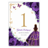 Elegant Chic Purple Roses Gold Quinceanera Kaart (Achterkant)