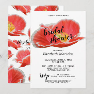 Elegant Chic Red Poppies Floral Vrijgezellenfeest Kaart