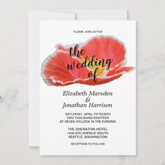 Elegant Chic Red Poppies Floral Wedding Kaart (Voorkant)