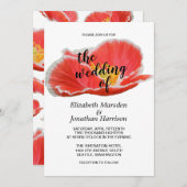 Elegant Chic Red Poppies Floral Wedding Kaart (Voorkant / Achterkant)