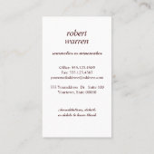 Elegant chic red wine glass Sommelier winemaker Visitekaartje (Achterkant)