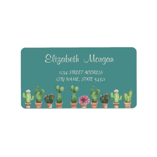 Elegant Chic Romantic, Cactus Address Label (Voorkant)