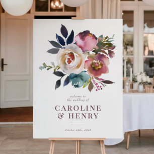 Elegant Chic Romantic Roos Wedding Sign Poster