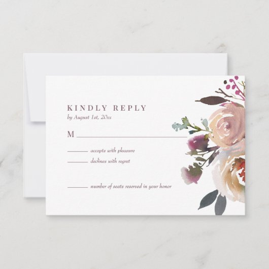 Elégant Chic Romantique Rose mariage carte RSVP (Devant)