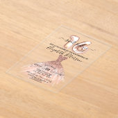 Elegant Chic Roos Gold Dress Confetti Sweet 16 Acryl Uitnodigingen (Laagn)