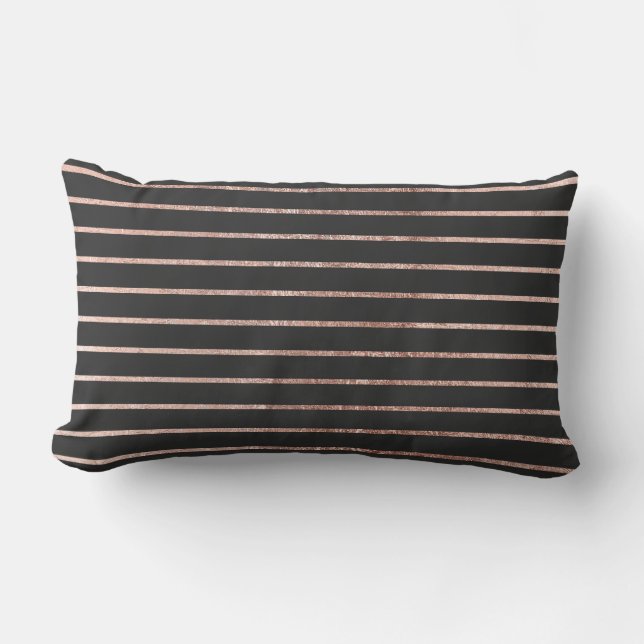 Elegant Chic Roos Gold Stripes en Black Kussen (Voorkant)