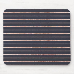 Elegant Chic Roos Gold Stripes en Navy Blue Muismat