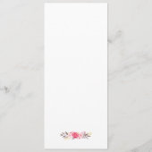 Elégant Chic Rose Floral Gold Frame Menu Mariage (Dos)