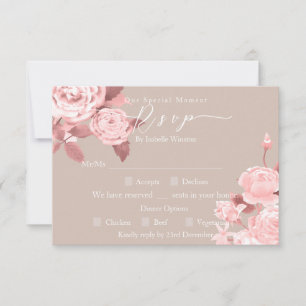 Élégant Chic Rose Mariage Dîner Option RSVP