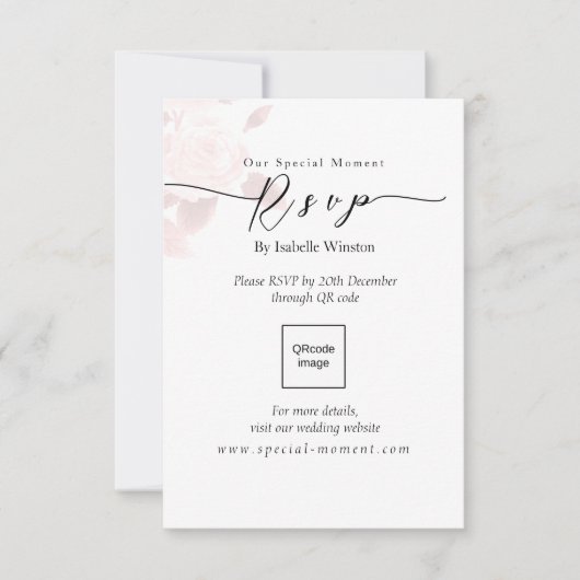 Elegant Chic Rose Mariage QRcode RSVP (Devant)