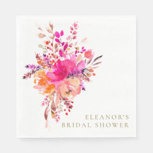 Elegant Chic Roze Bloemen Vrijgezellenfeest Custom Servet