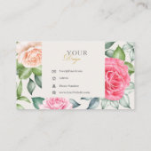 Elegant Chic roze Floral Personal Visitekaartje (Achterkant)