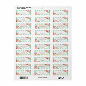 Elegant Chic roze Flowers Mint Green Stripes Etiket (Full Sheet)