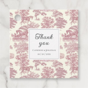 Elegant  Chic Roze Paard Toile Bruiloft Bedankjes Labels