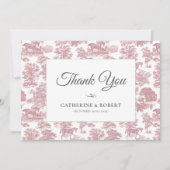 Elegant  Chic Roze Paard Toile Bruiloft Bedankkaart (Voorkant)