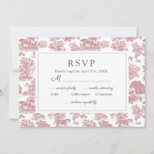 Elegant  Chic Roze Toile Horse RSVP Save The Date