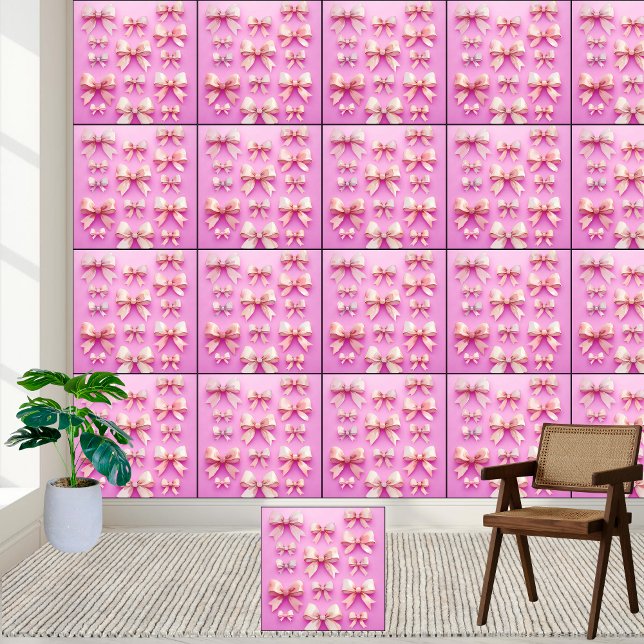 Elegant & Chic Roze Waterverf Bows Patroon Behang (Creator heeft geüpload)