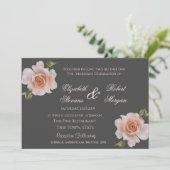 Elegant Chic Rozen Wedding Floral Invitation Kaart (Staand voorkant)